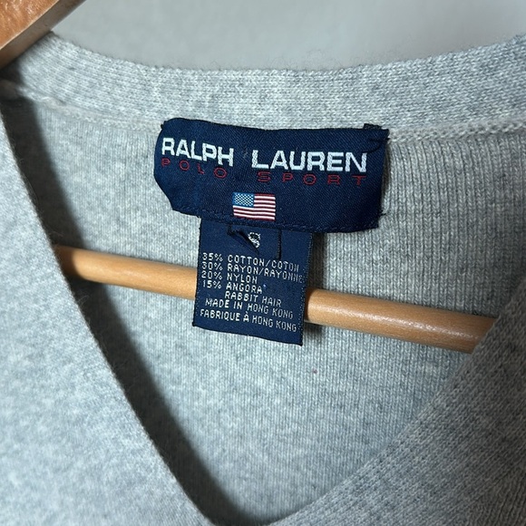 Ralph Lauren Polo Sport Angora Blend V-Neck Sweater Small Gray - Picture 3 of 8